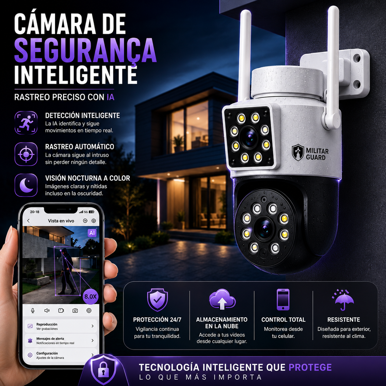 Militar Guard: Cámara de Seguridad - 2 en 1 + Regalo🎁