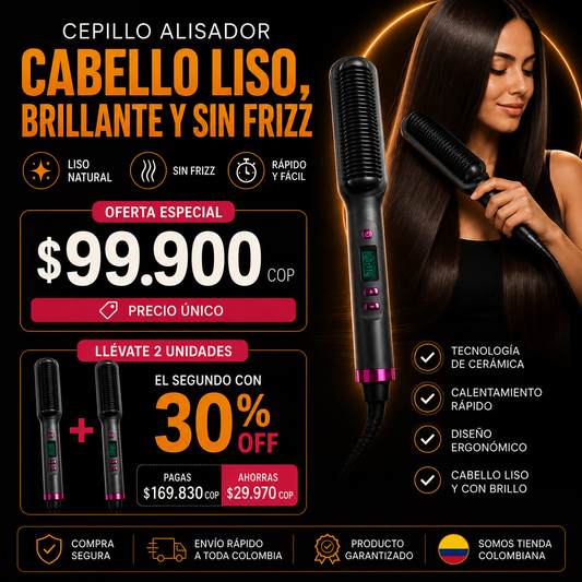 ¡Oferta Especial! Cepillo Alisador Profesional – Cabello Liso y Sin Quemaduras