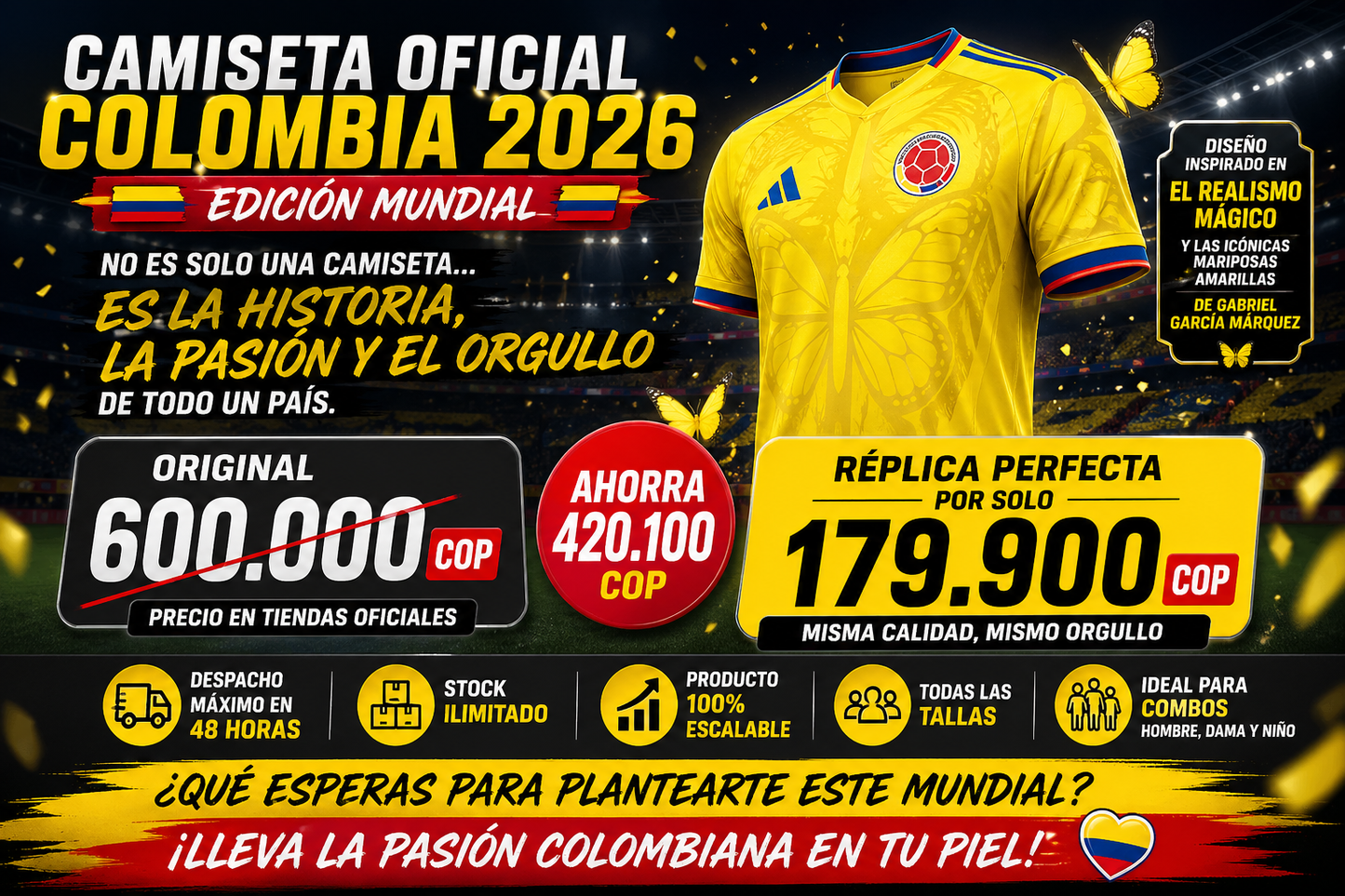 CAMISETA OFICIAL COLOMBIA MUNDIAL 2026