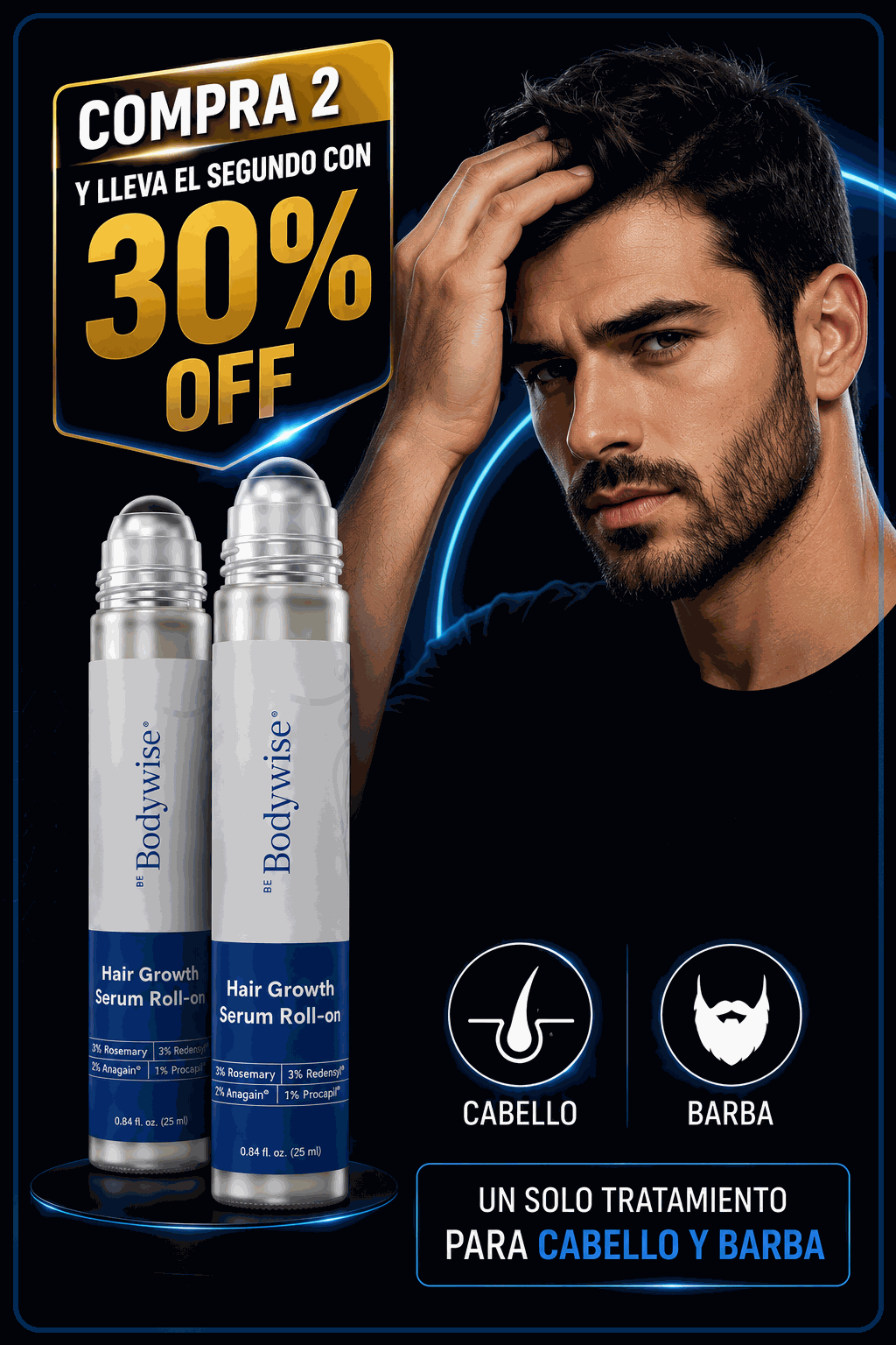 ¡Oferta Especial! BODYWISE HAIR GROWTH 15ML Cabello y Barba